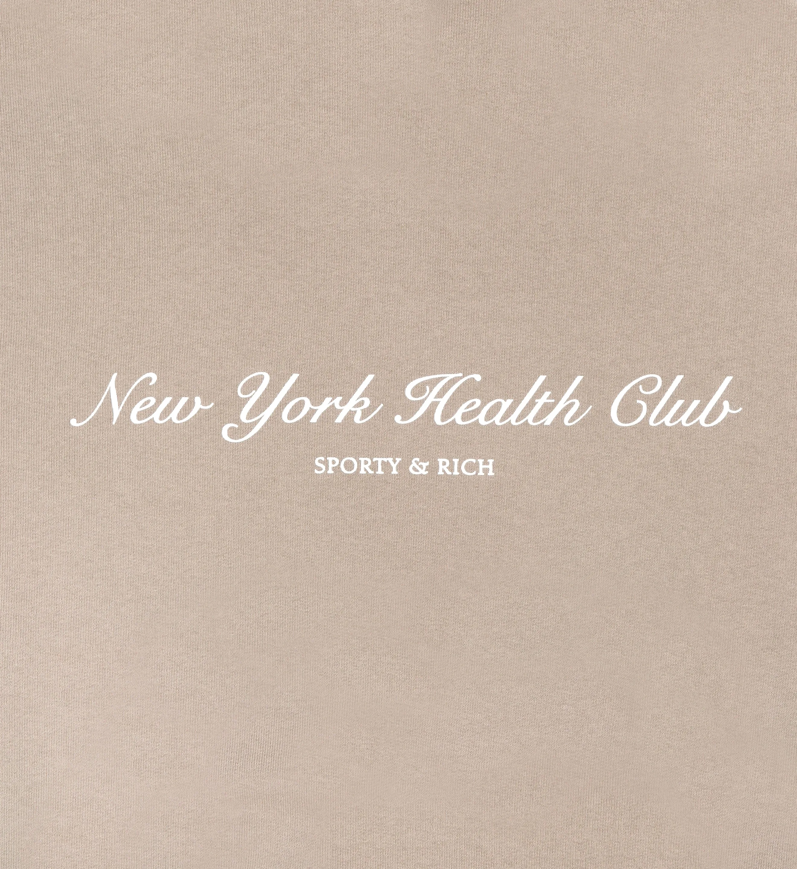 NY Health Club Cropped Hoodie - Elephant/White