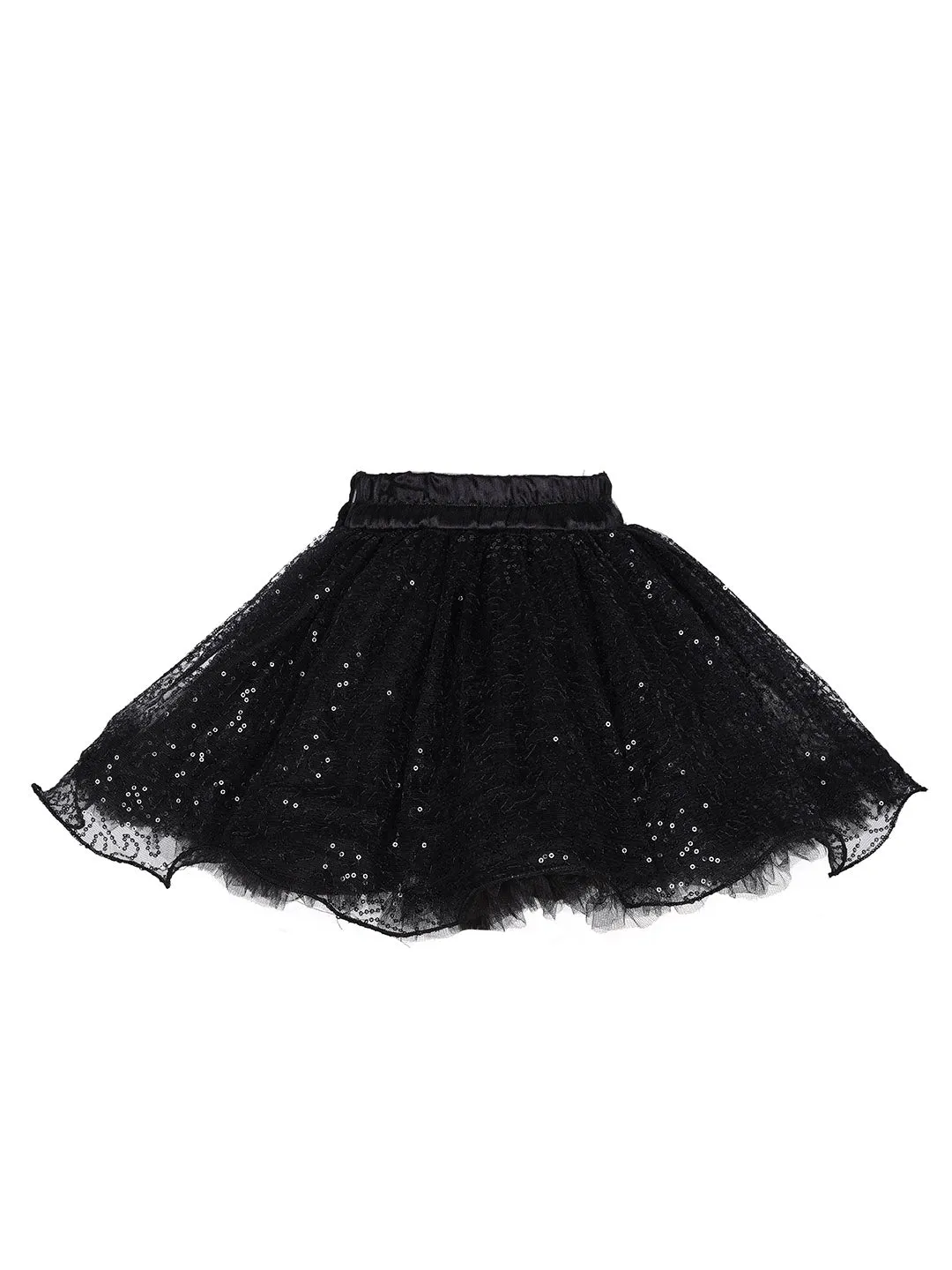 Pink Chick Sequins Skirt -Black