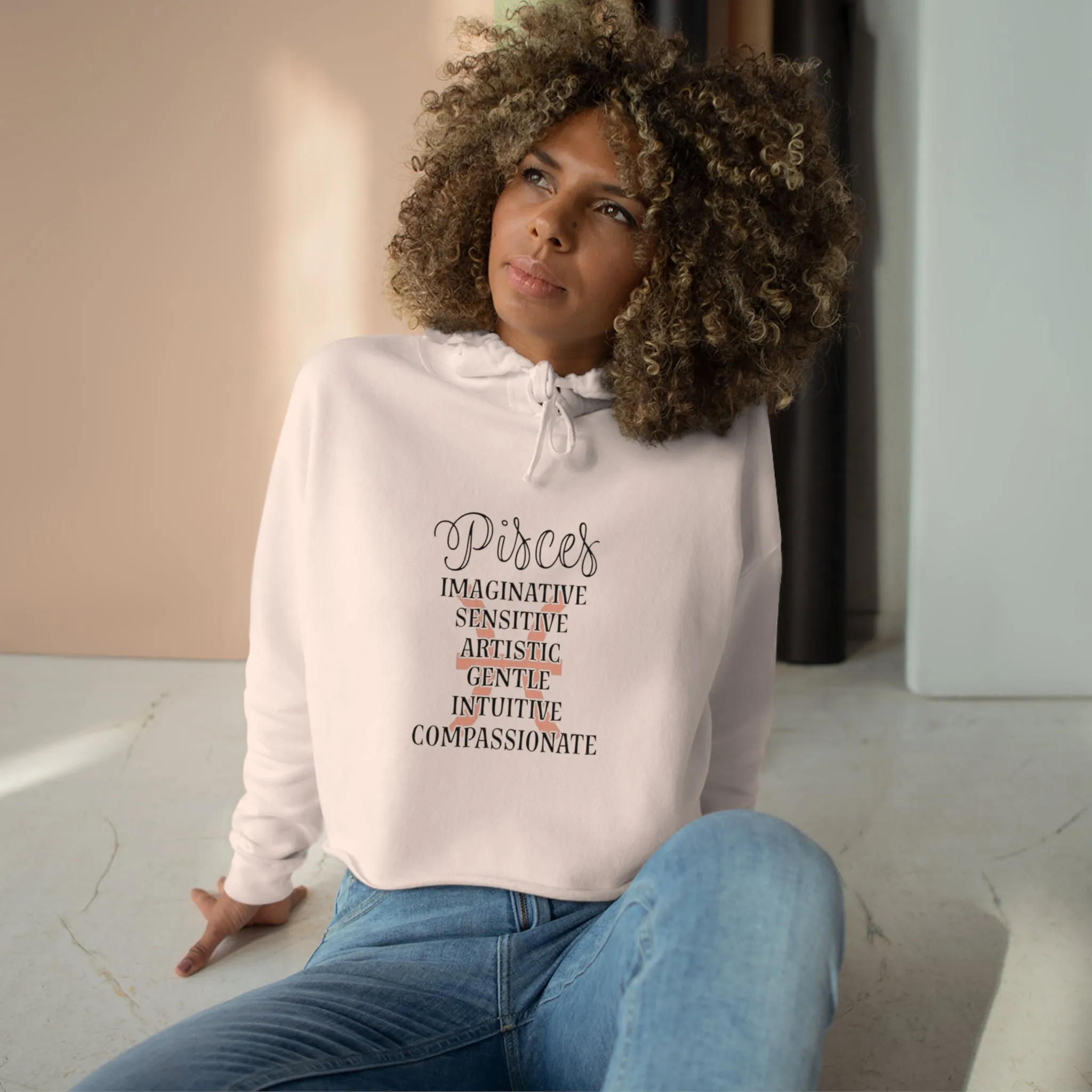 pisces zodiac character Crop Hoodie