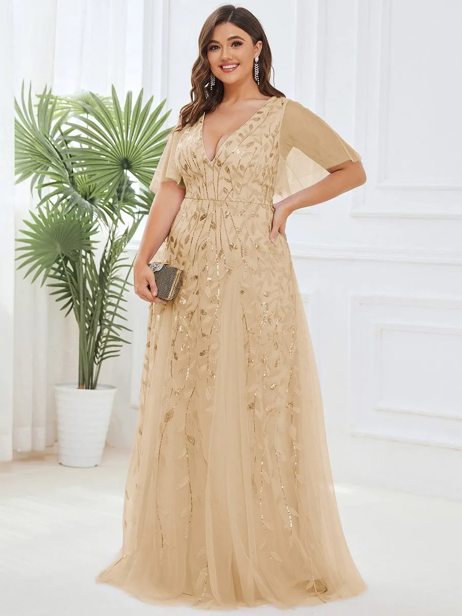 Plus Size Floor Length Formal Evening Gowns for Weddings