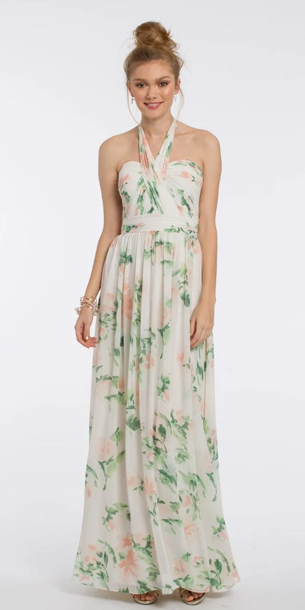 Print Tie Neck Halter Dress