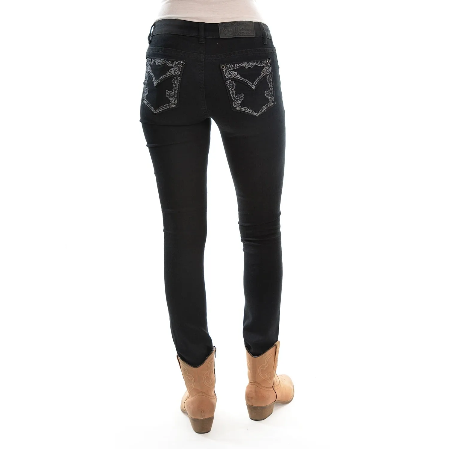 Pure Western Women's Josie Skinny Leg Jean 32 Leg Ebony