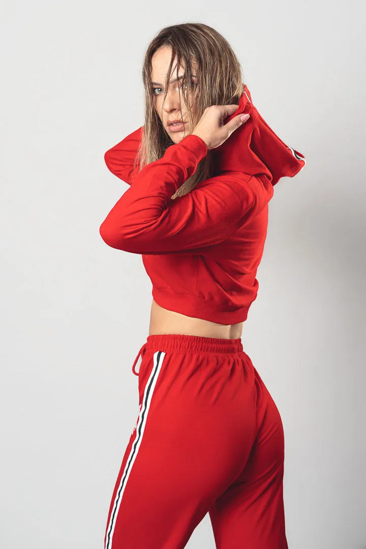 Red Street Cropped Hoodie