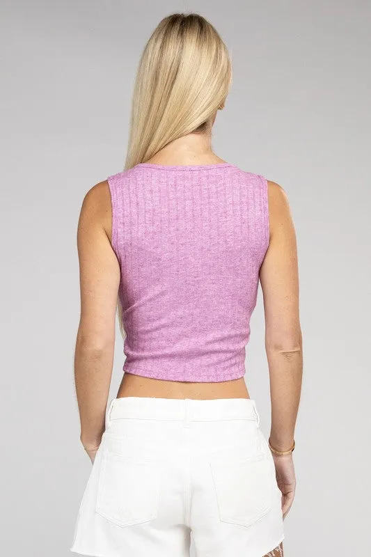 Ribbed V Neck Crop Top