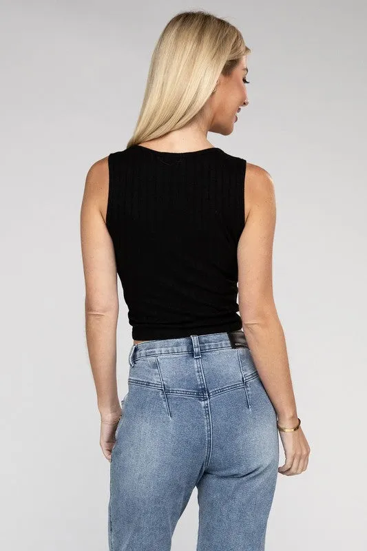 Ribbed V Neck Crop Top