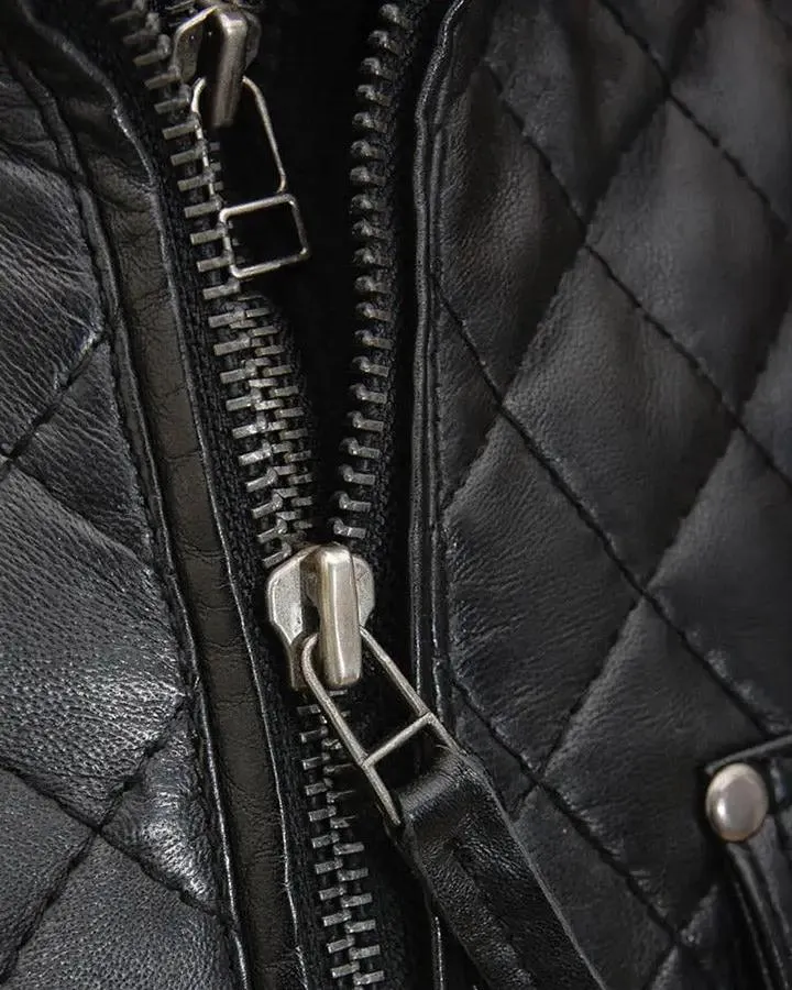 Ronn Black Quilted Leather Jacket