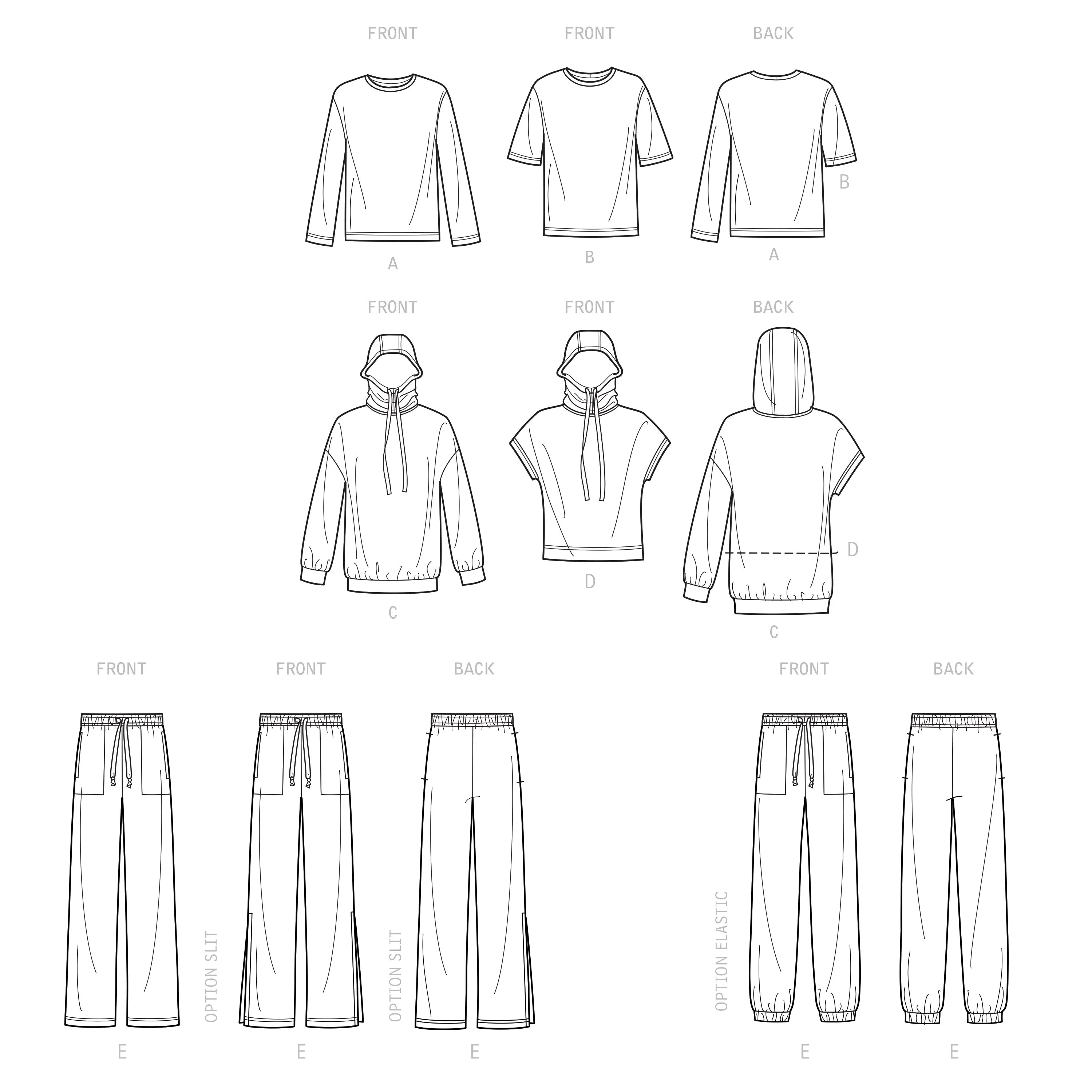 Simplicity Sewing Pattern S9379 Unisex Oversized Knit Hoodies, Trousers and Tees