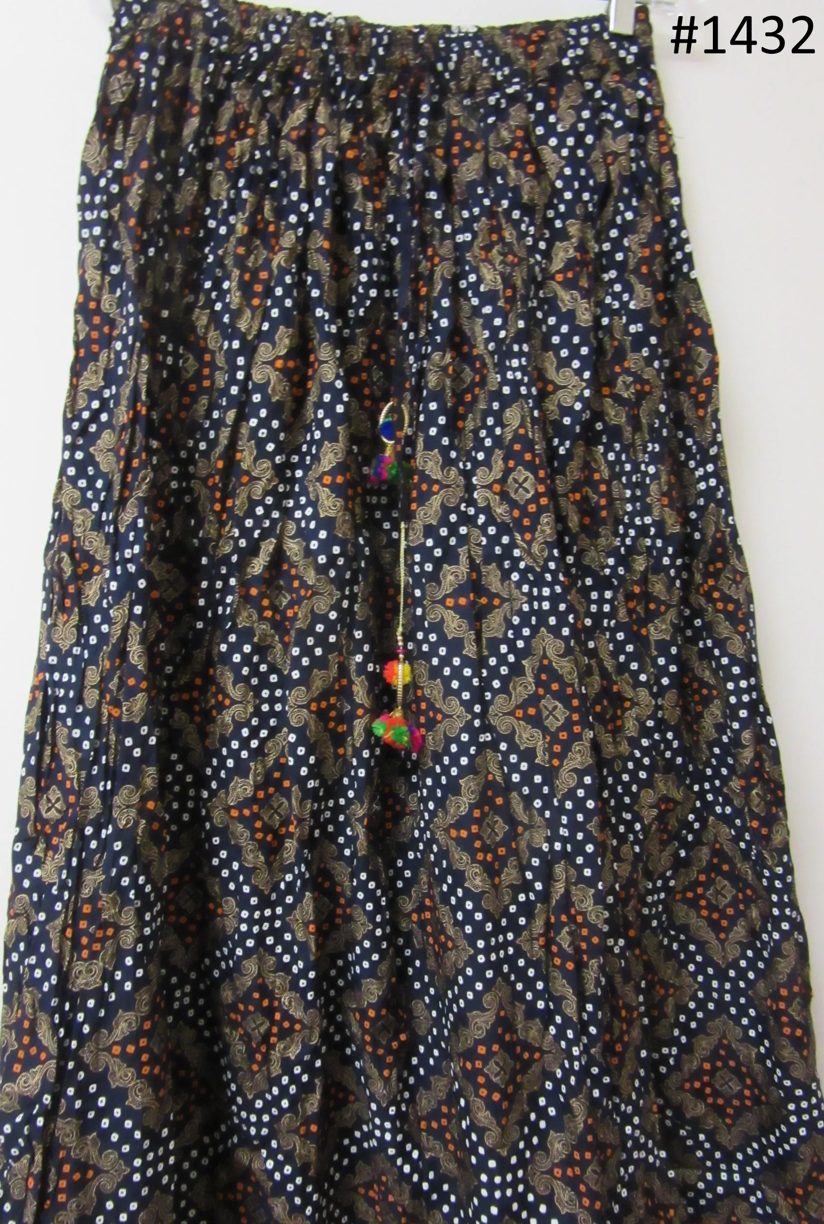 Skirt 6921432 Deep Blue Cotton Bandhej Printed Long Trendy Skirt