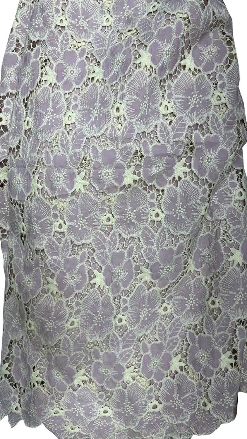 Stylish Purple Crochet Cut Work Embroidered Cotton Crepe