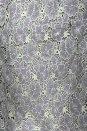 Stylish Purple Crochet Cut Work Embroidered Cotton Crepe