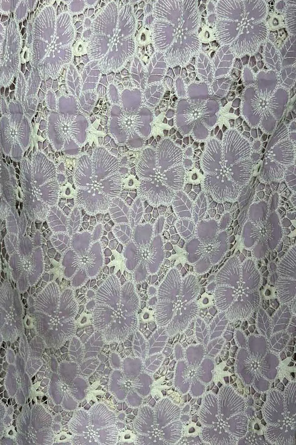 Stylish Purple Crochet Cut Work Embroidered Cotton Crepe