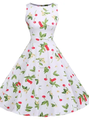 TastyHottie - Vintage Dress Belt Elegant Rockabilly White Print Party Dresses