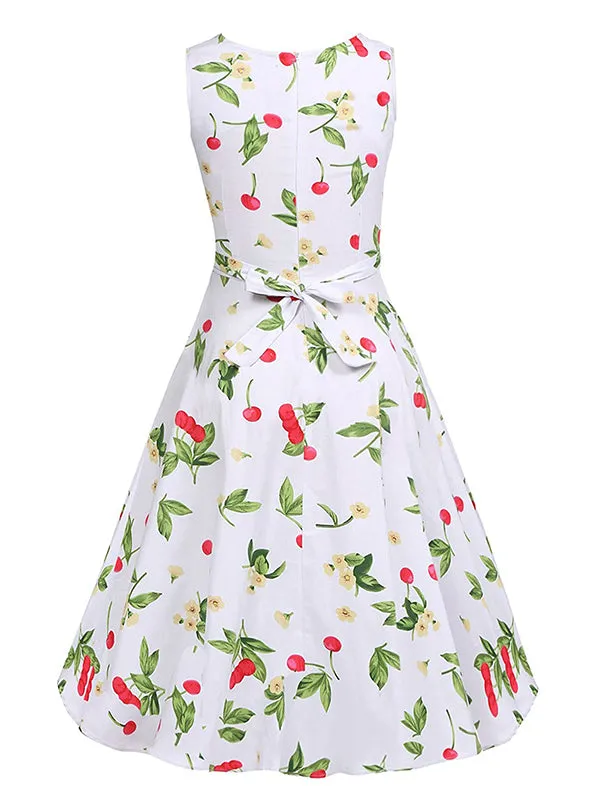 TastyHottie - Vintage Dress Belt Elegant Rockabilly White Print Party Dresses