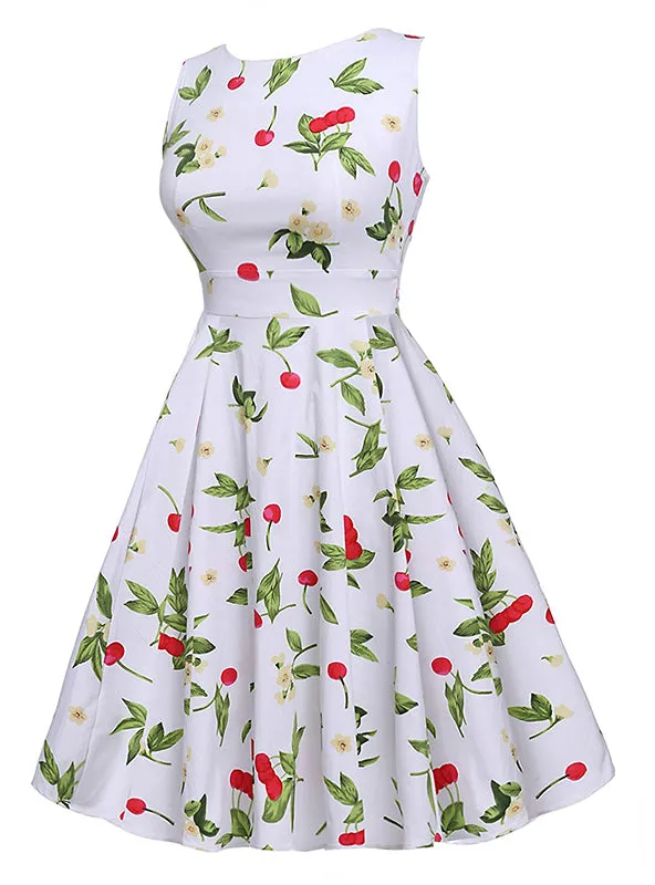 TastyHottie - Vintage Dress Belt Elegant Rockabilly White Print Party Dresses