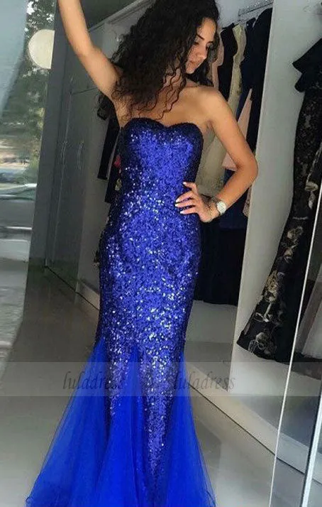 unique mermaid prom dresses with sequins, modest sweetheart evening dresses