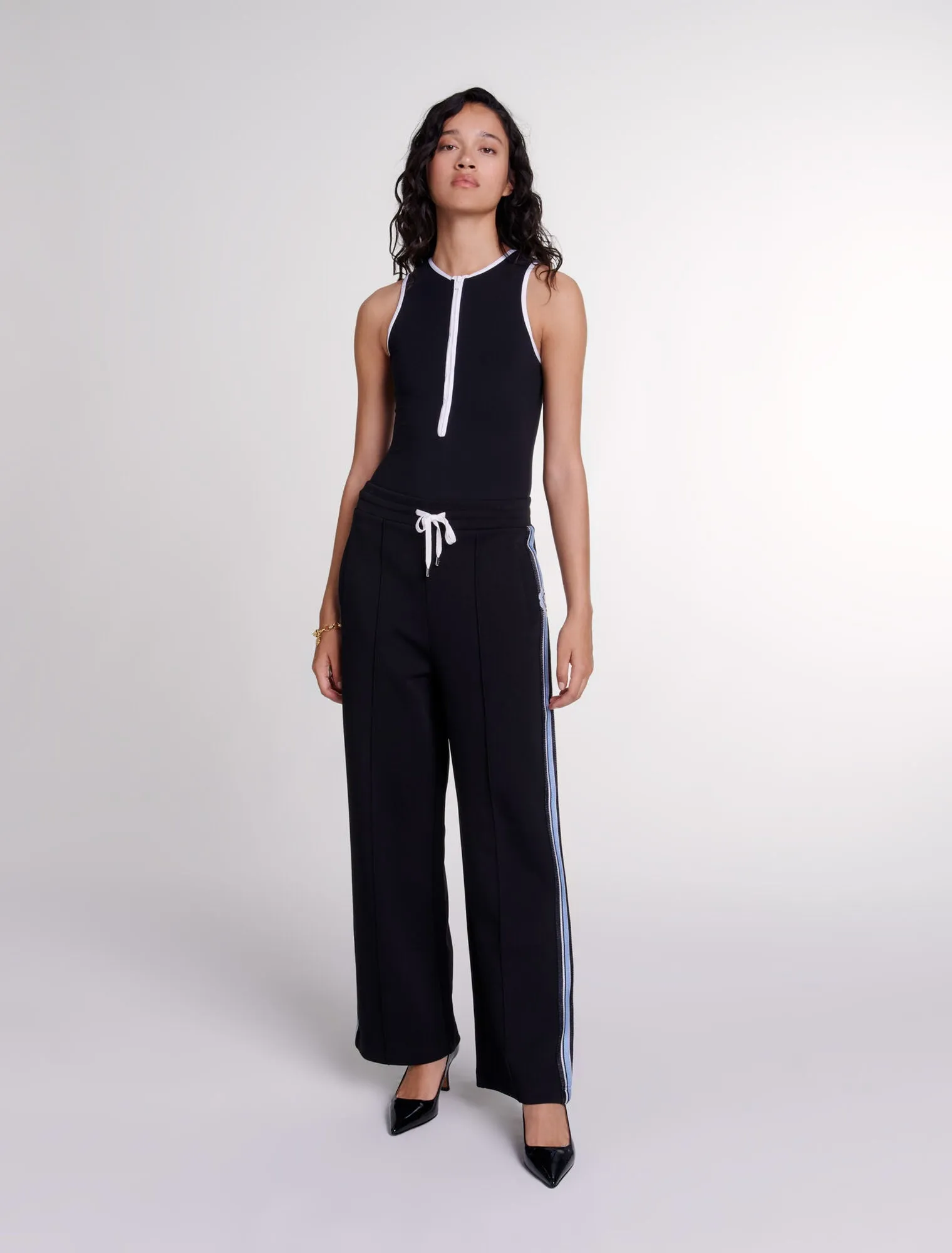 Wide-leg striped jogging bottoms