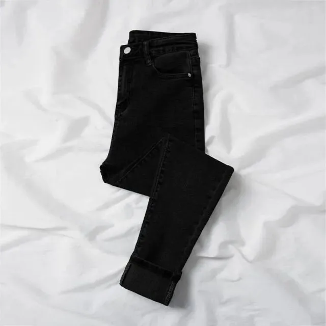 Winter Thick Velvet Women jeans High Waist Skinny Jeans Denim Pants