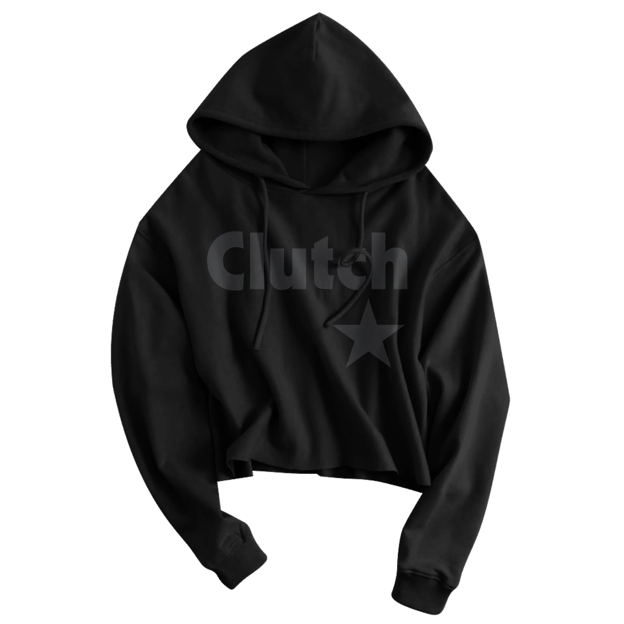 WOMEN'S - Clutch Star | Black Cropped Hoodie