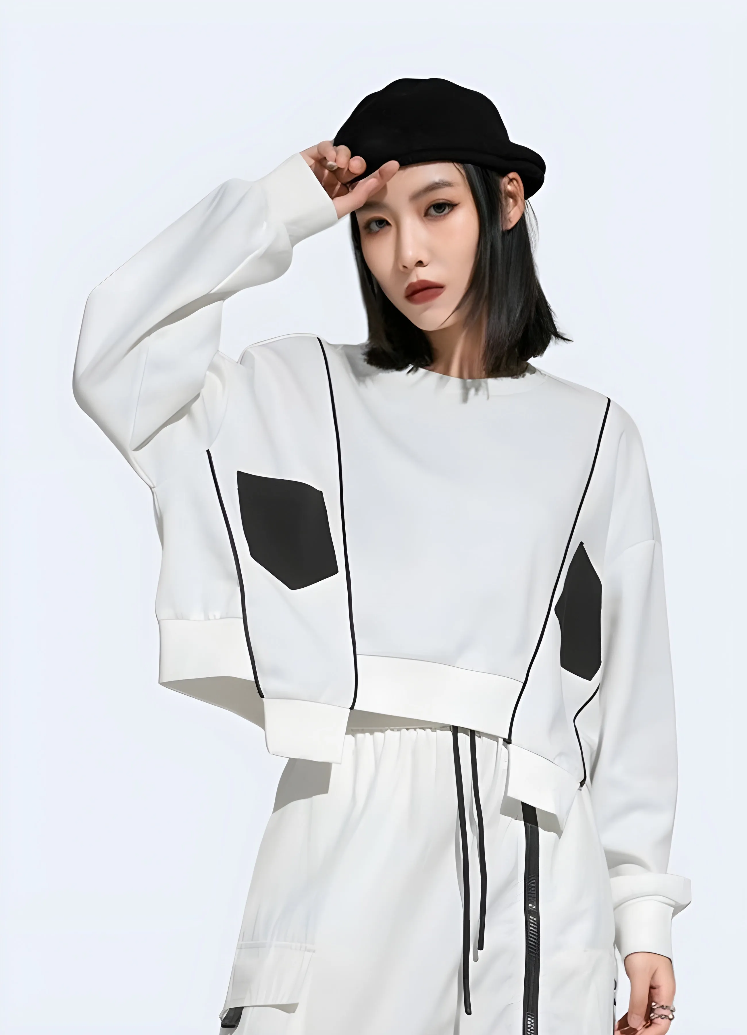 Women's Techwear White Crop Sweatshirt