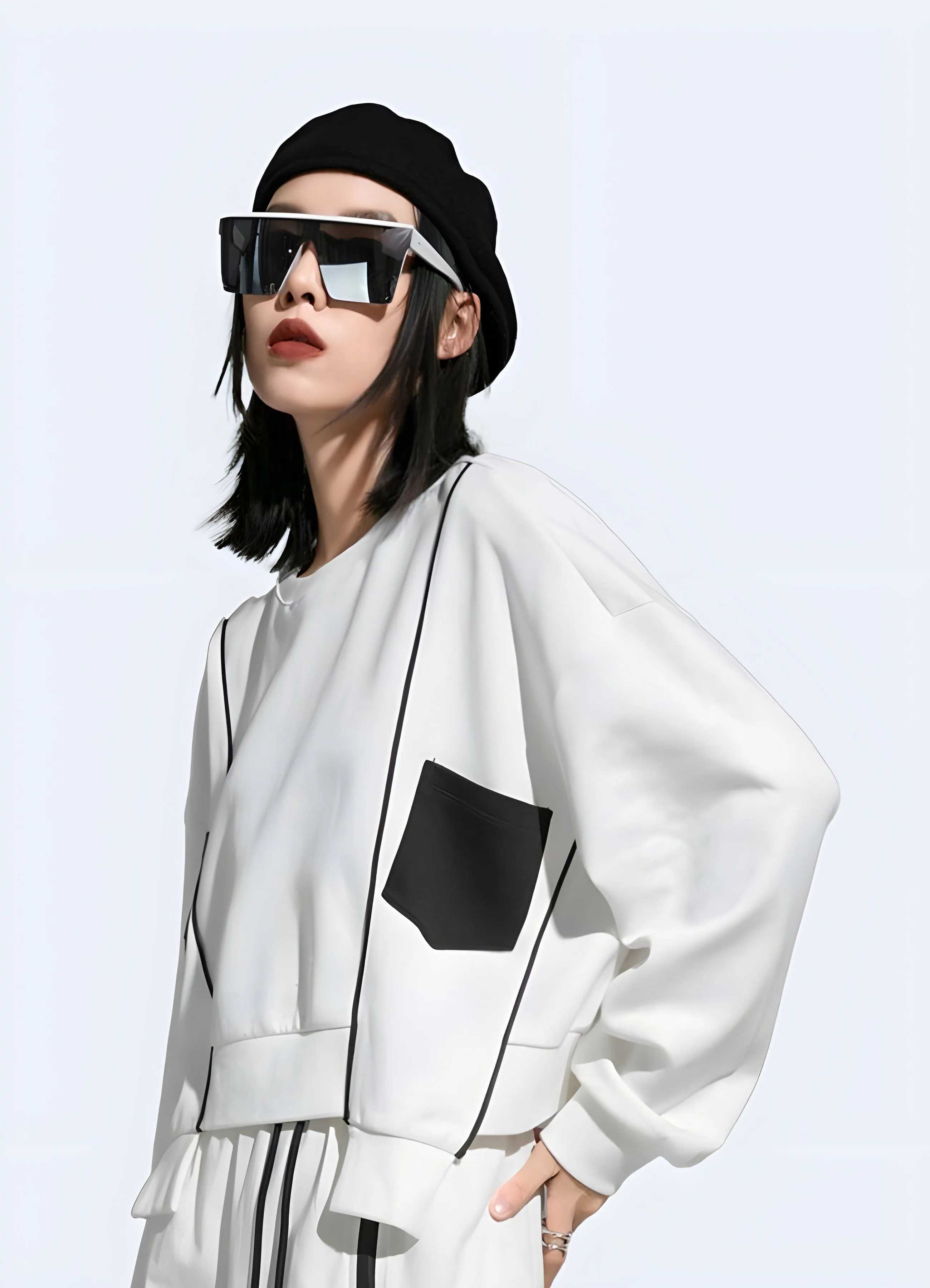 Women's Techwear White Crop Sweatshirt