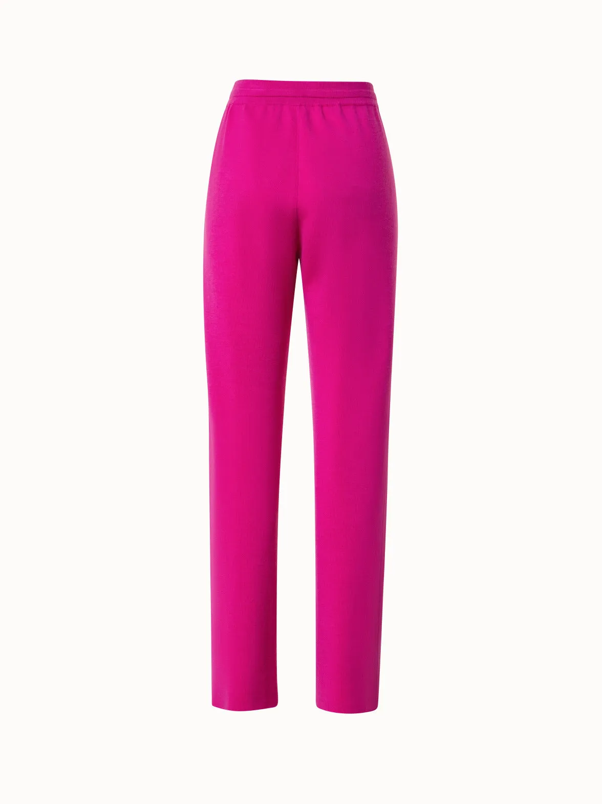 Wool Silk Stretch Straight Leg Knit Pants